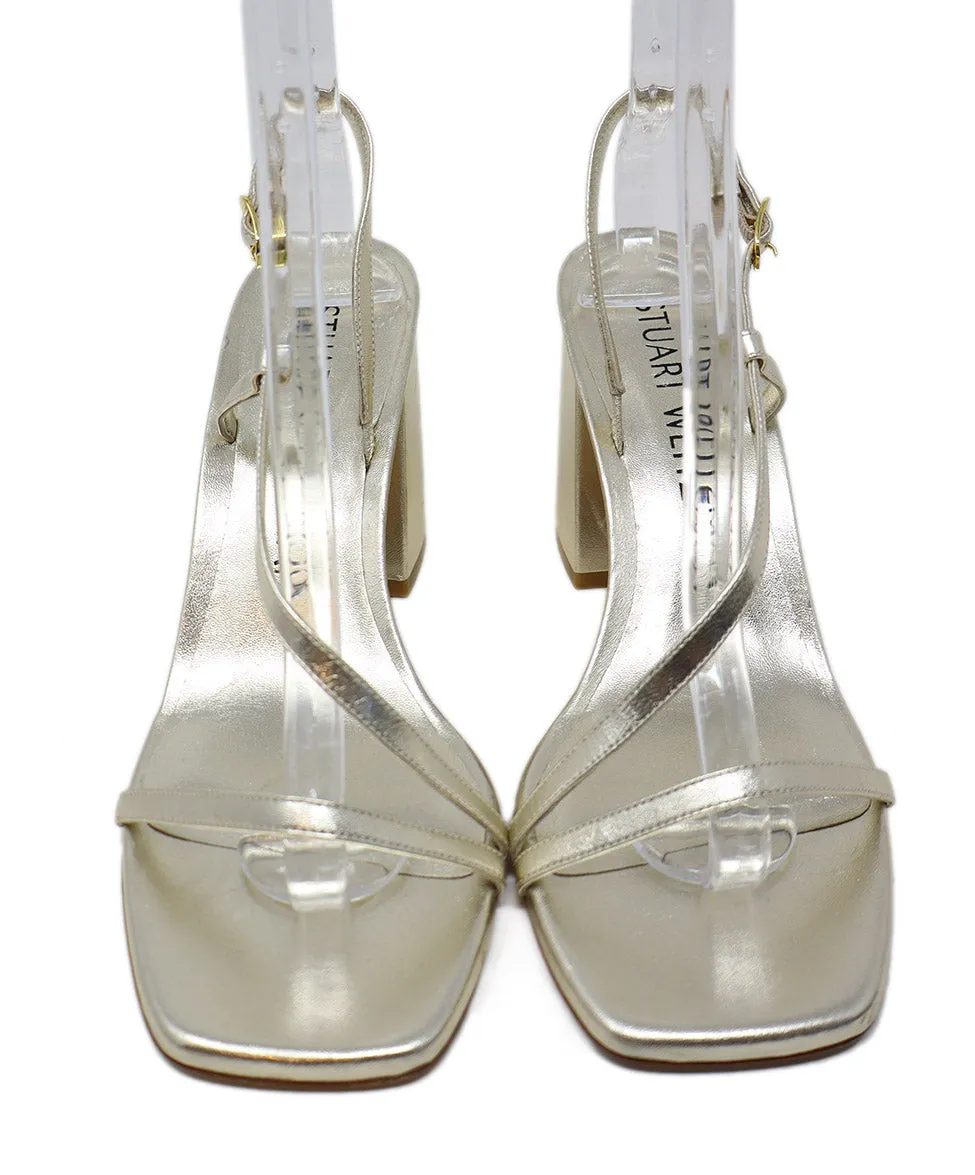 Stuart Weitzman Gold Leather Sandals sz 9
