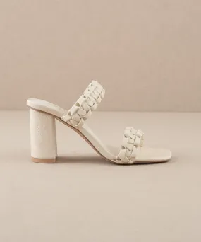The Heidi | Beige Braided Band Sandal Heel