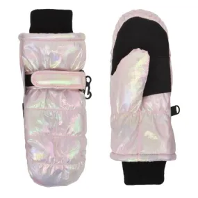 Toddler Girls Iridescent Quilted Ski Mitten Waterproof Pink