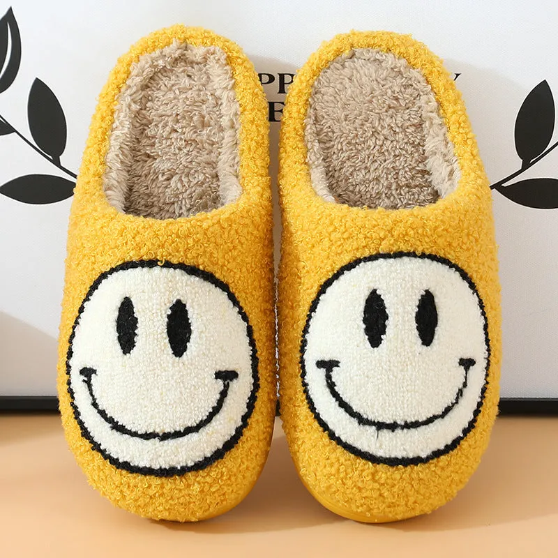 Wholesale Smiling Face Warm Winter Soft Sole Thickened Non-slip Cotton Slippers